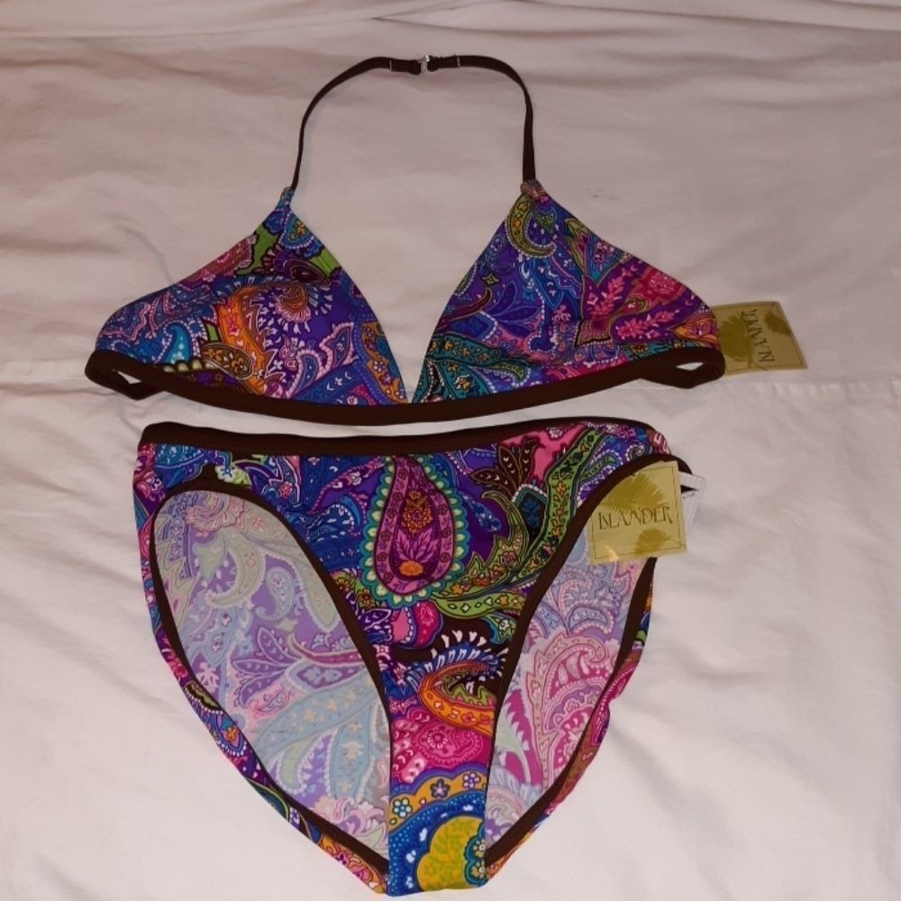NWT Islander Paisley Bikini‎ Size 14 Top 12 Bottom